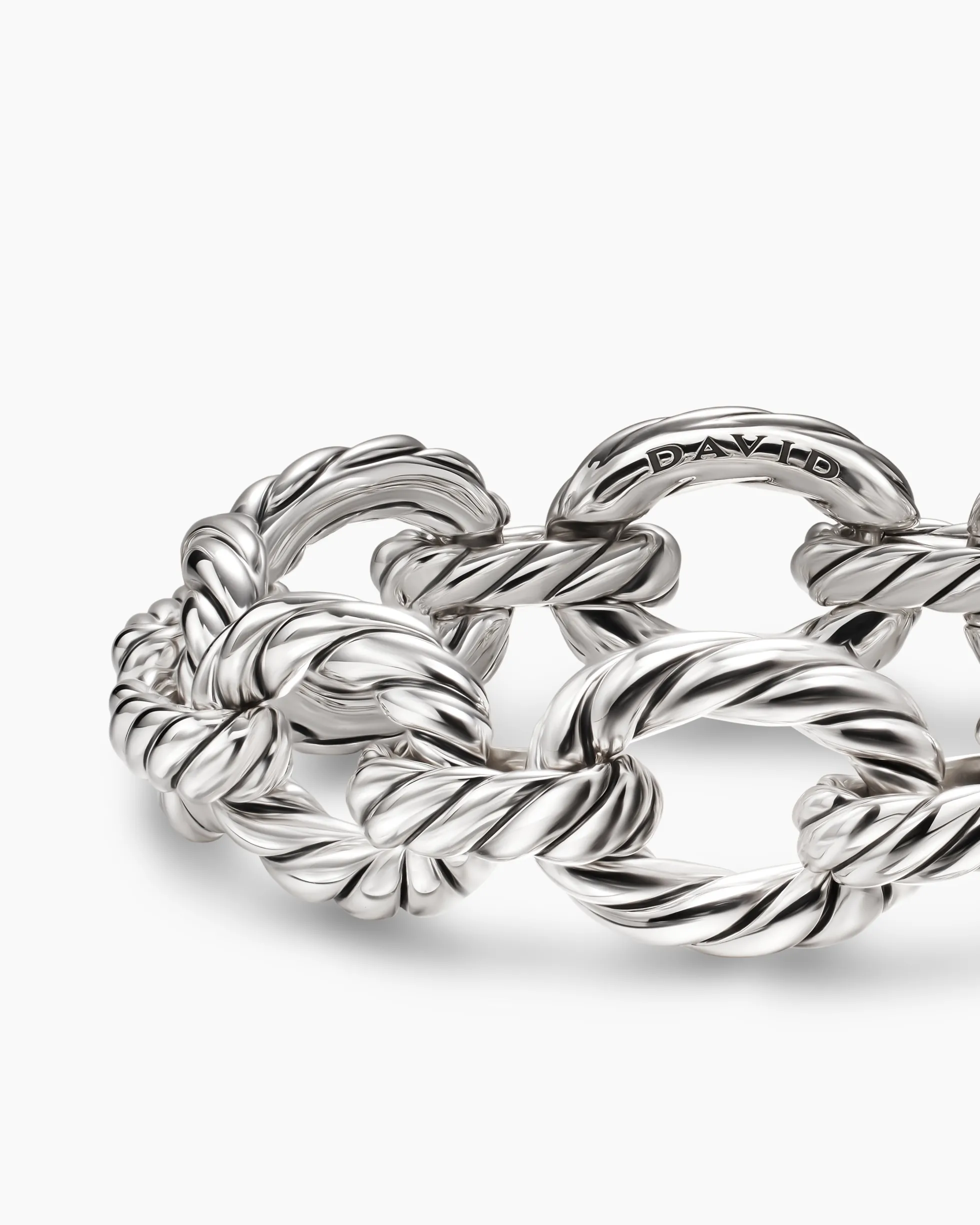 Sculpted Cable Oval Link Bracelet Sterling Silver, 18mm