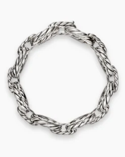 Sculpted Cable Oval Link Bracelet Sterling Silver, 18mm