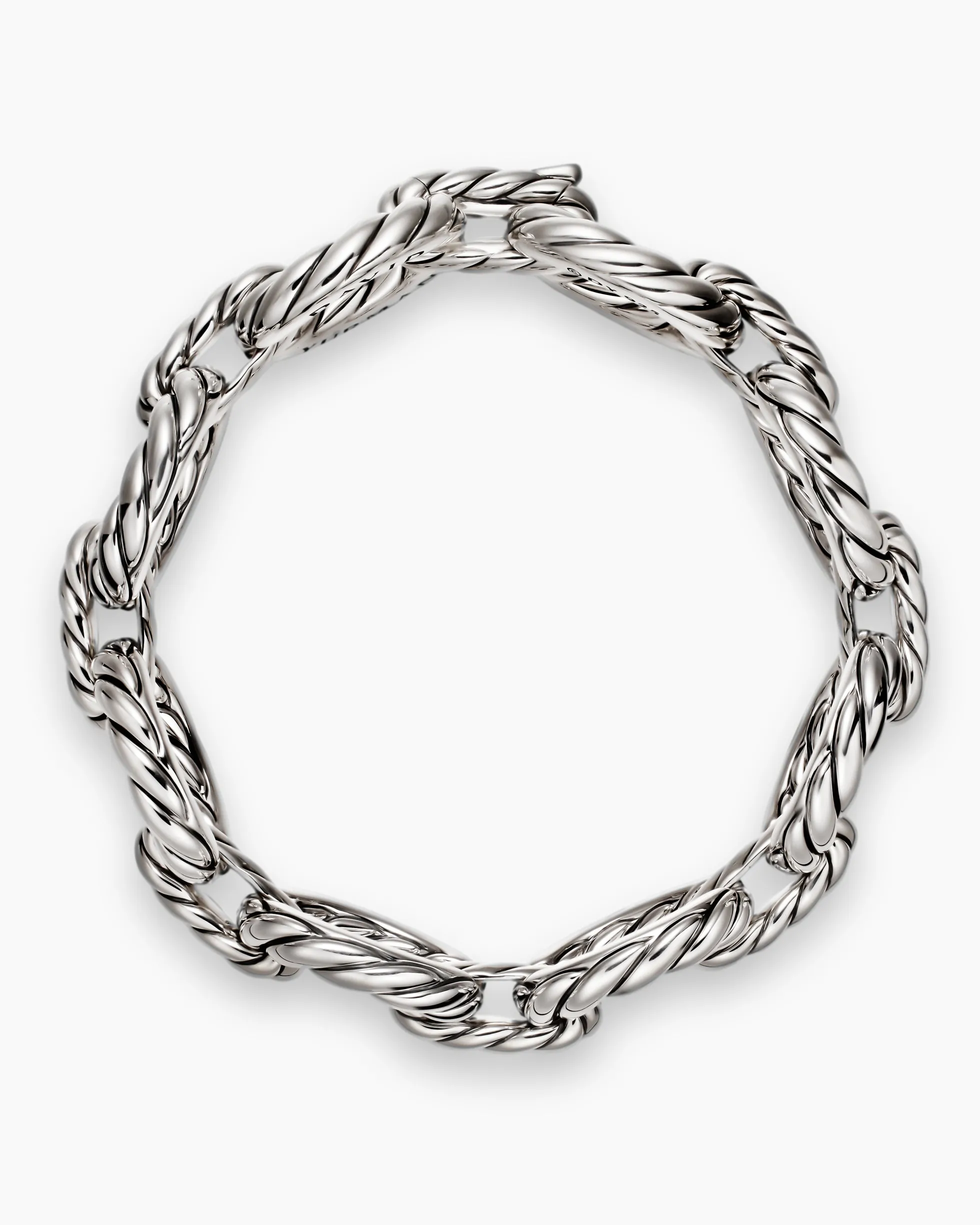 Sculpted Cable Oval Link Bracelet Sterling Silver, 18mm