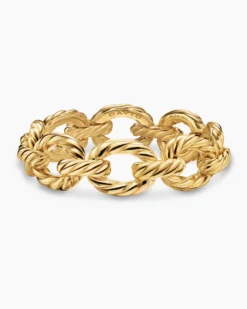 Sculpted Cable Oval Link Bracelet 18K Yellow Gold, 18mm
