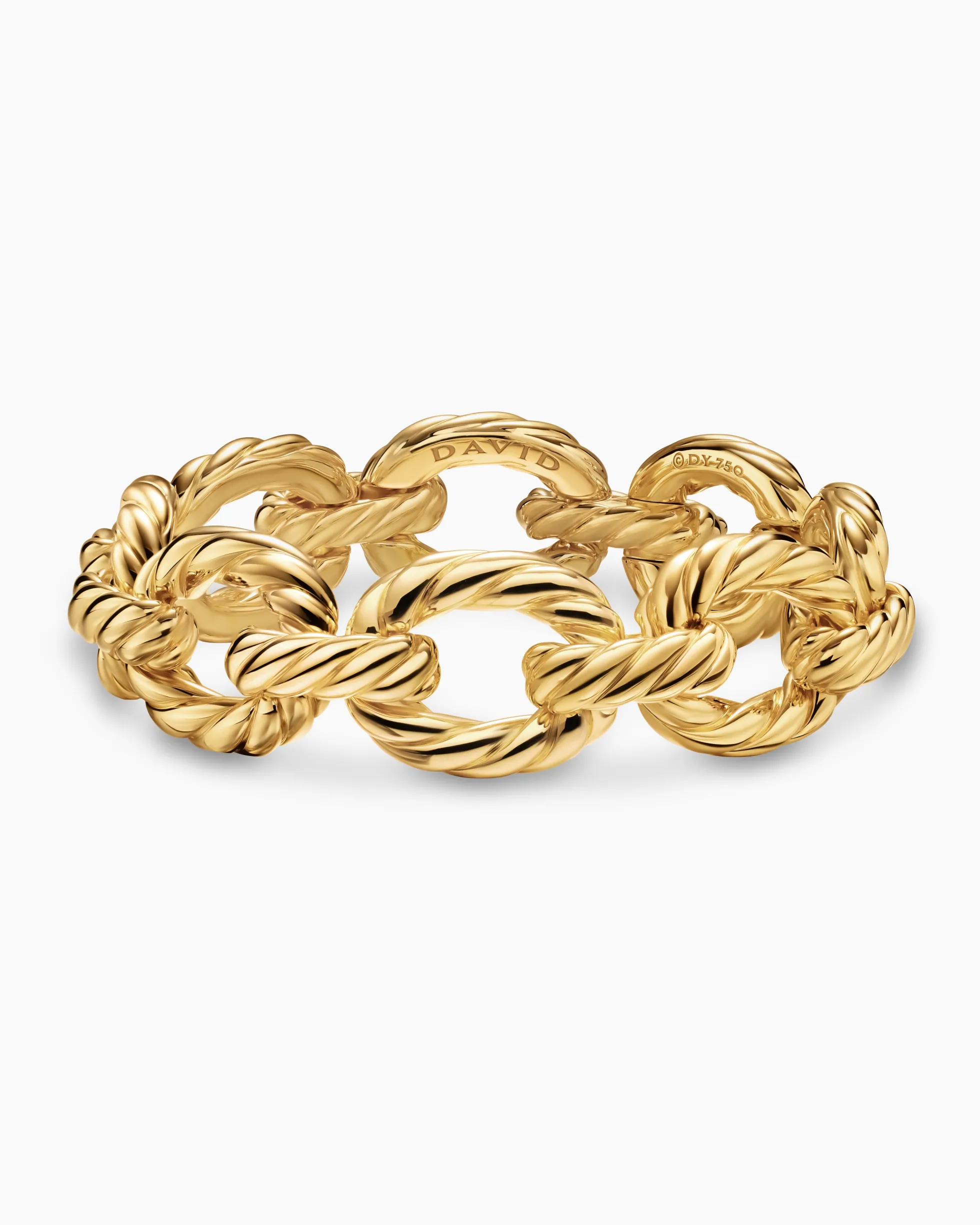 Sculpted Cable Oval Link Bracelet 18K Yellow Gold, 18mm