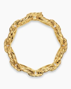 Sculpted Cable Oval Link Bracelet 18K Yellow Gold, 18mm
