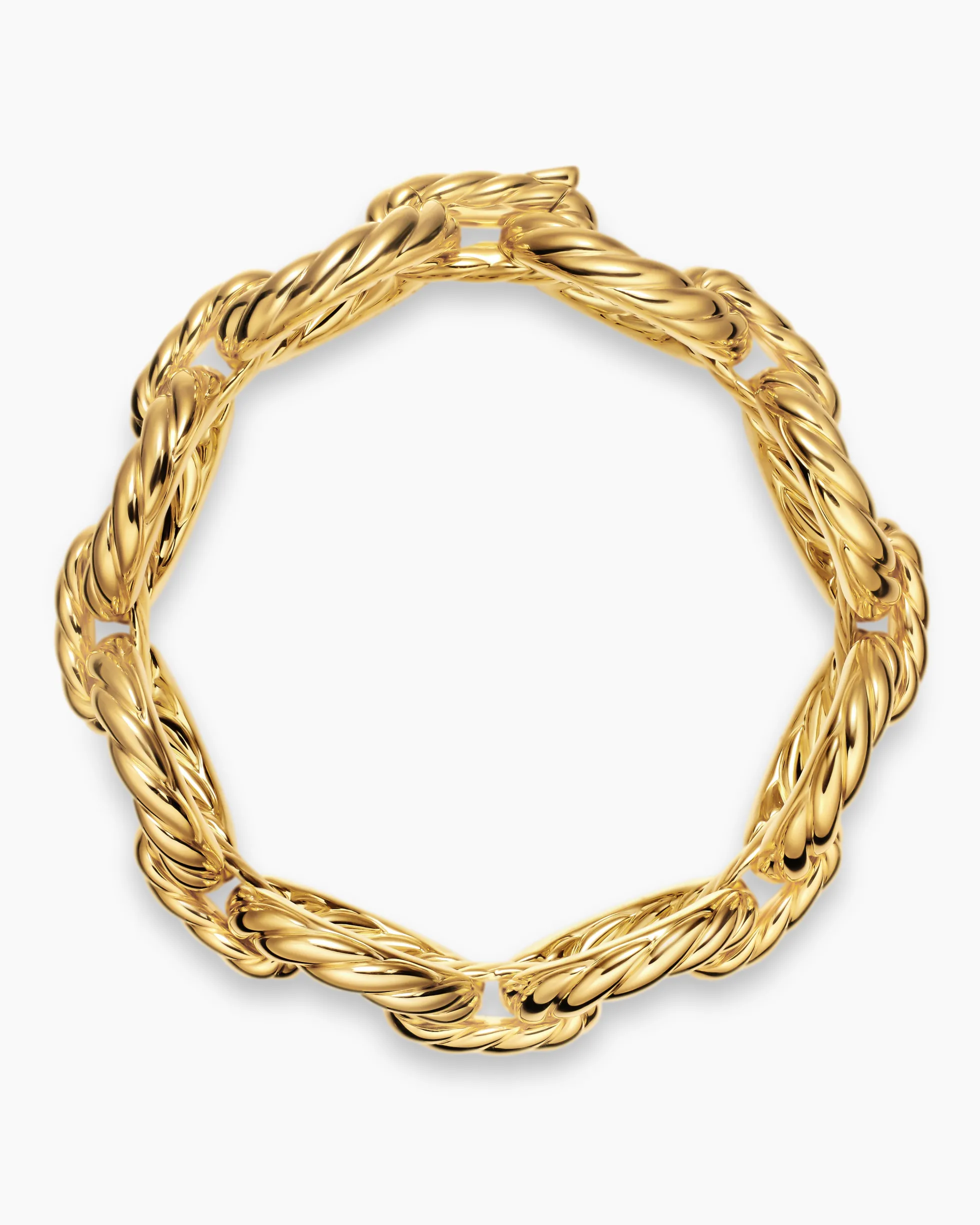 Sculpted Cable Oval Link Bracelet 18K Yellow Gold, 18mm