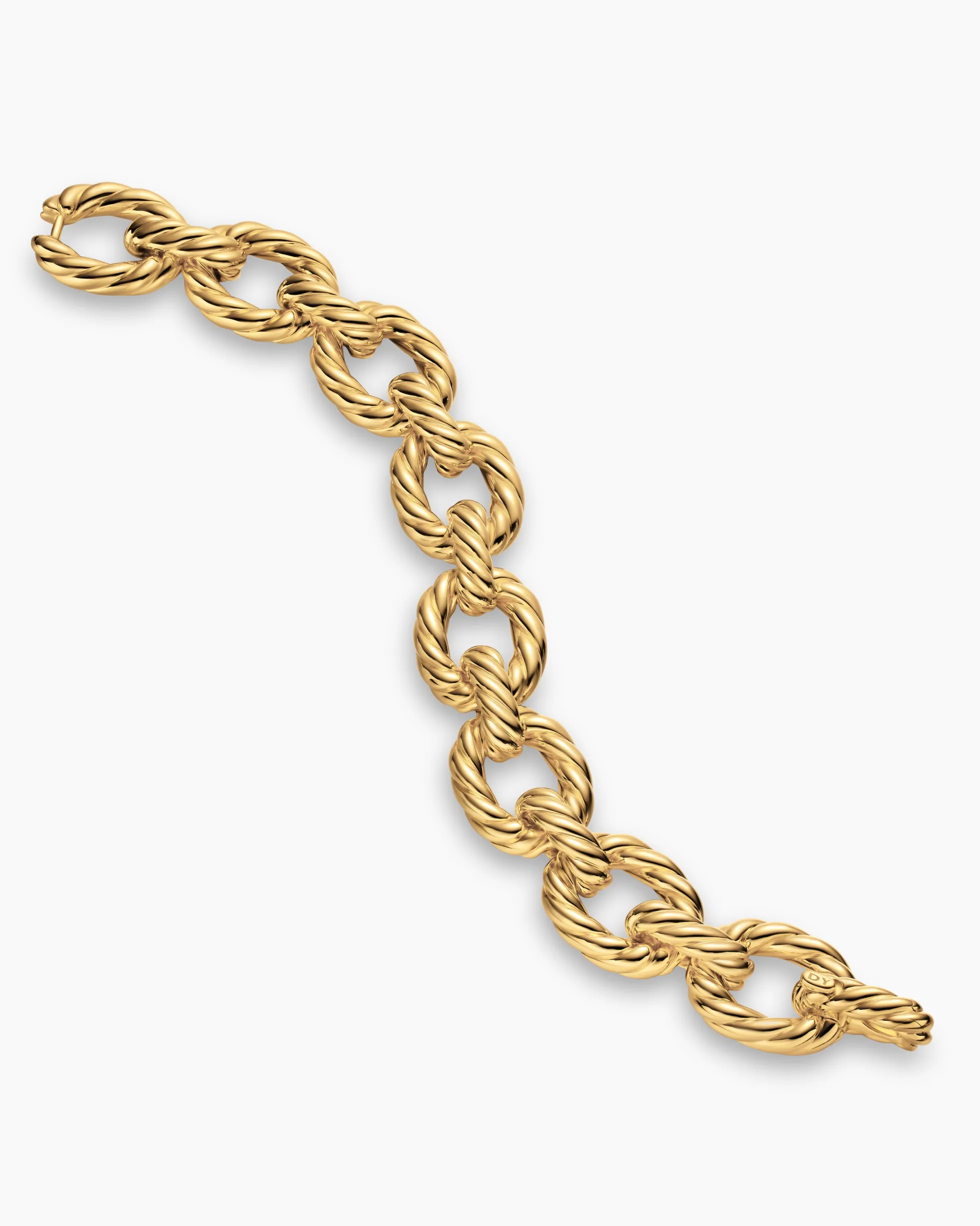Sculpted Cable Oval Link Bracelet 18K Yellow Gold, 18mm