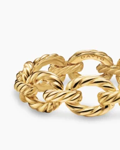 Sculpted Cable Oval Link Bracelet 18K Yellow Gold, 18mm
