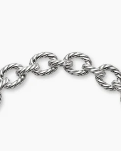 Sculpted Cable Oval Link Necklace Sterling Silver, 18mm