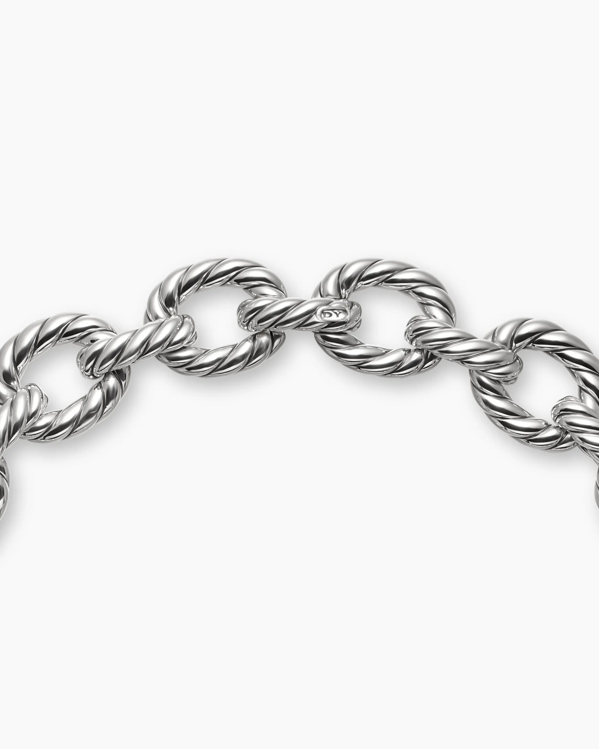 Sculpted Cable Oval Link Necklace Sterling Silver, 18mm