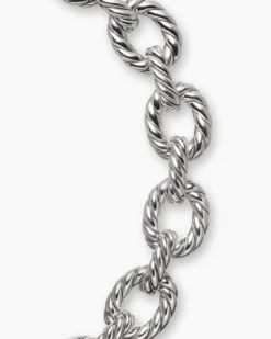 Sculpted Cable Oval Link Necklace Sterling Silver, 18mm