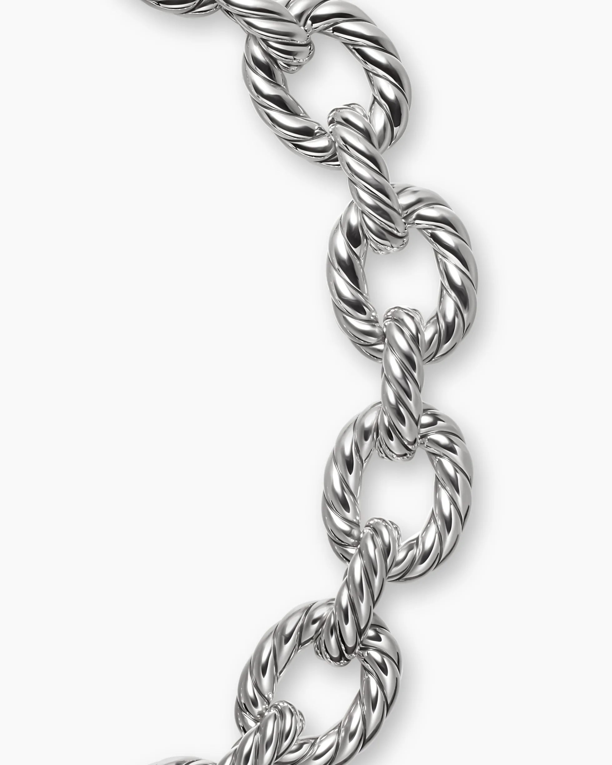 Sculpted Cable Oval Link Necklace Sterling Silver, 18mm