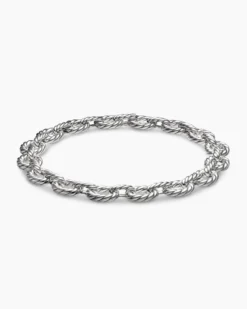 Sculpted Cable Oval Link Necklace Sterling Silver, 18mm