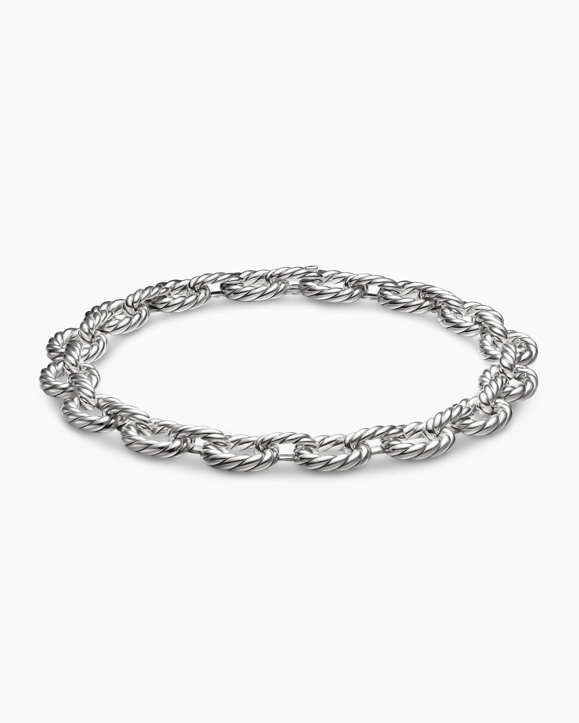 Sculpted Cable Oval Link Necklace Sterling Silver, 18mm