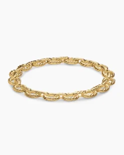 Sculpted Cable Oval Link Necklace 18K Yellow Gold, 18mm