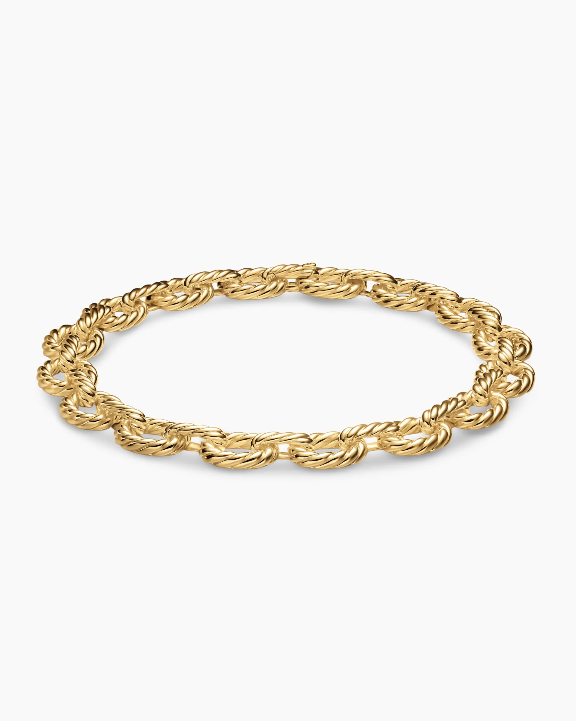 Sculpted Cable Oval Link Necklace 18K Yellow Gold, 18mm