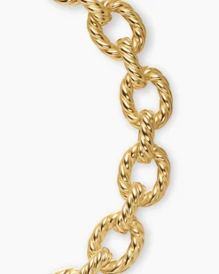 Sculpted Cable Oval Link Necklace 18K Yellow Gold, 18mm