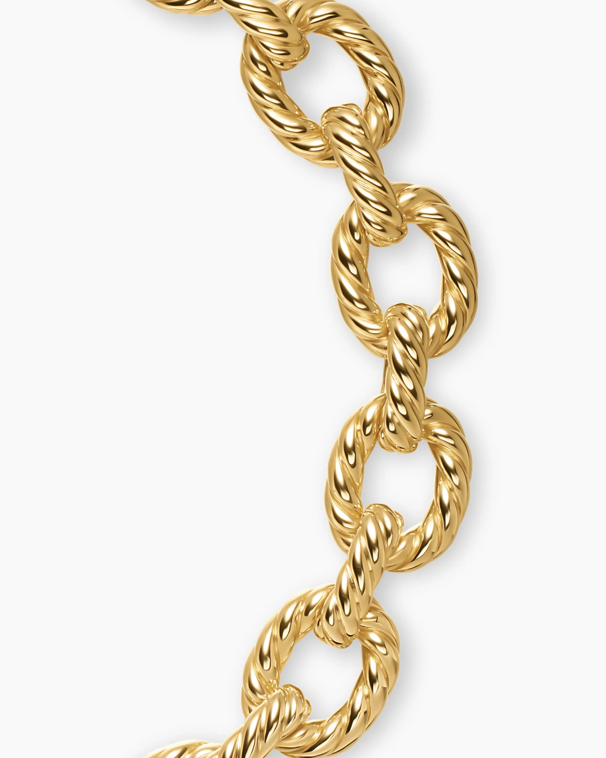Sculpted Cable Oval Link Necklace 18K Yellow Gold, 18mm