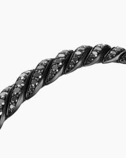 Sculpted Cable Pavé Flex Bracelet Black Titanium with Black Diamonds, 7.5mm