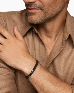 Sculpted Cable Pavé Flex Bracelet Black Titanium with Black Diamonds, 7.5mm
