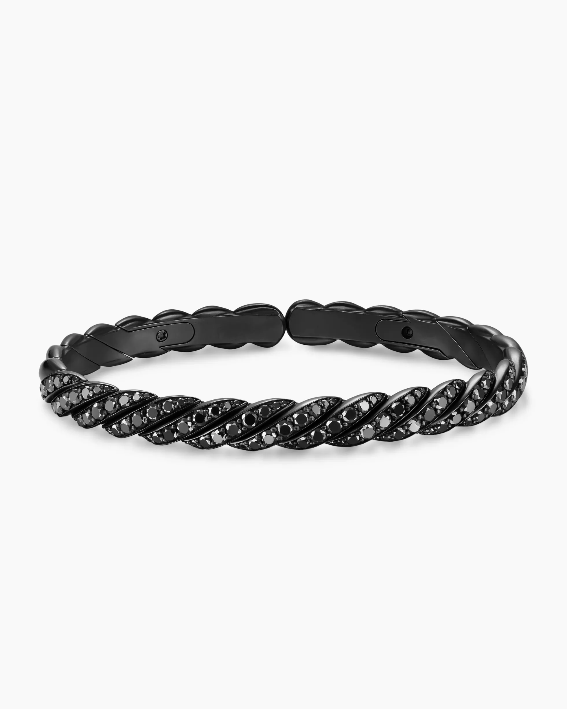 Sculpted Cable Pavé Flex Bracelet Black Titanium with Black Diamonds, 7.5mm