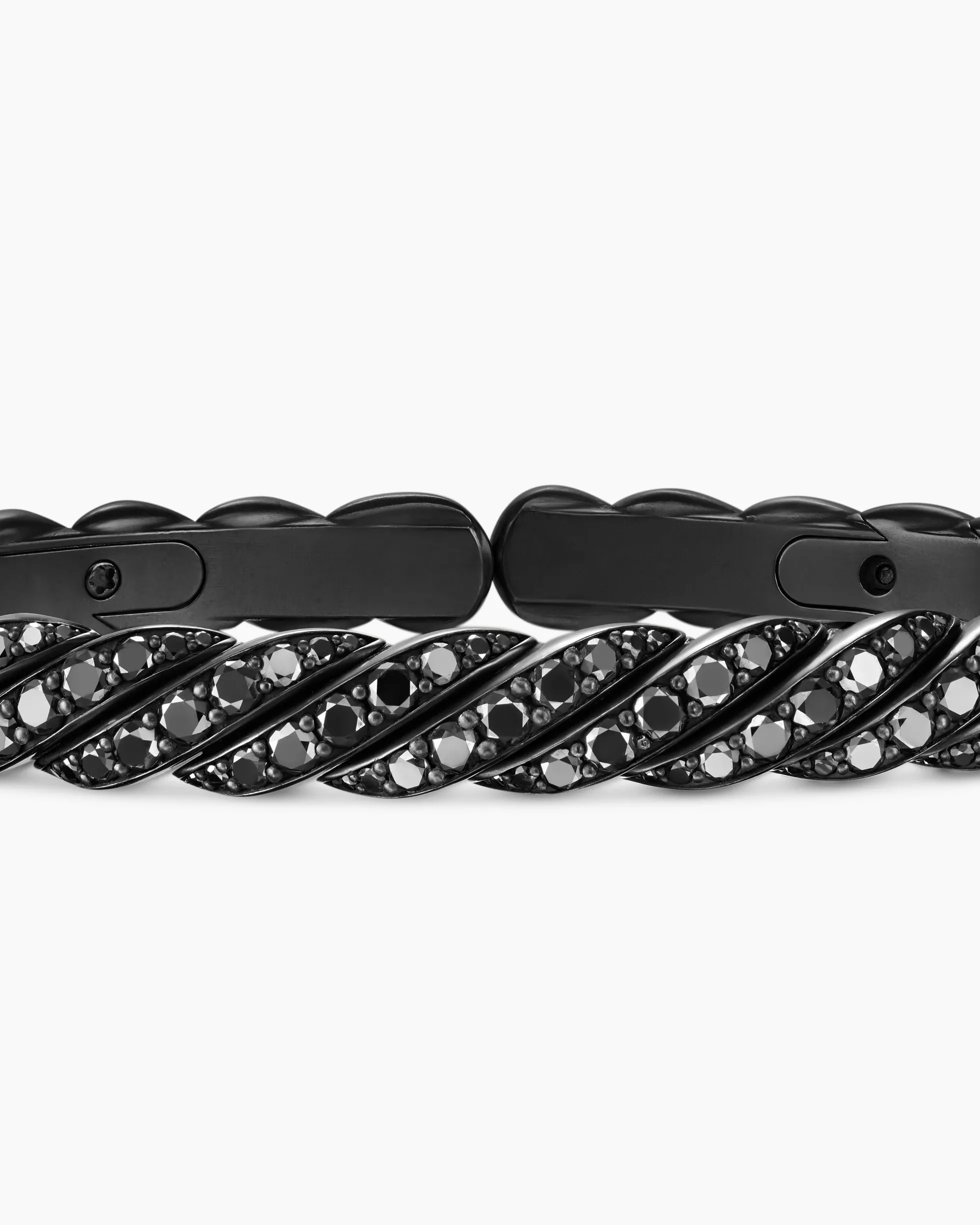 Sculpted Cable Pavé Flex Bracelet Black Titanium with Black Diamonds, 7.5mm