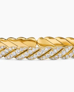 Sculpted Cable Pavé Flex Bracelet 18K Yellow Gold with Diamonds, 7.5mm