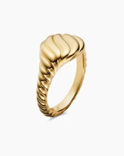 Sculpted Cable Pinky Ring 18K Yellow Gold, 10mm
