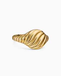 Sculpted Cable Pinky Ring 18K Yellow Gold, 10mm