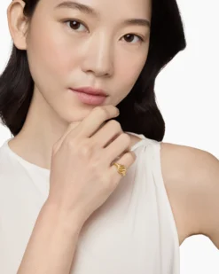 Sculpted Cable Pinky Ring 18K Yellow Gold, 10mm