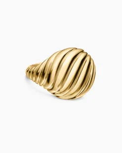 Sculpted Cable Pinky Ring 18K Yellow Gold, 13mm