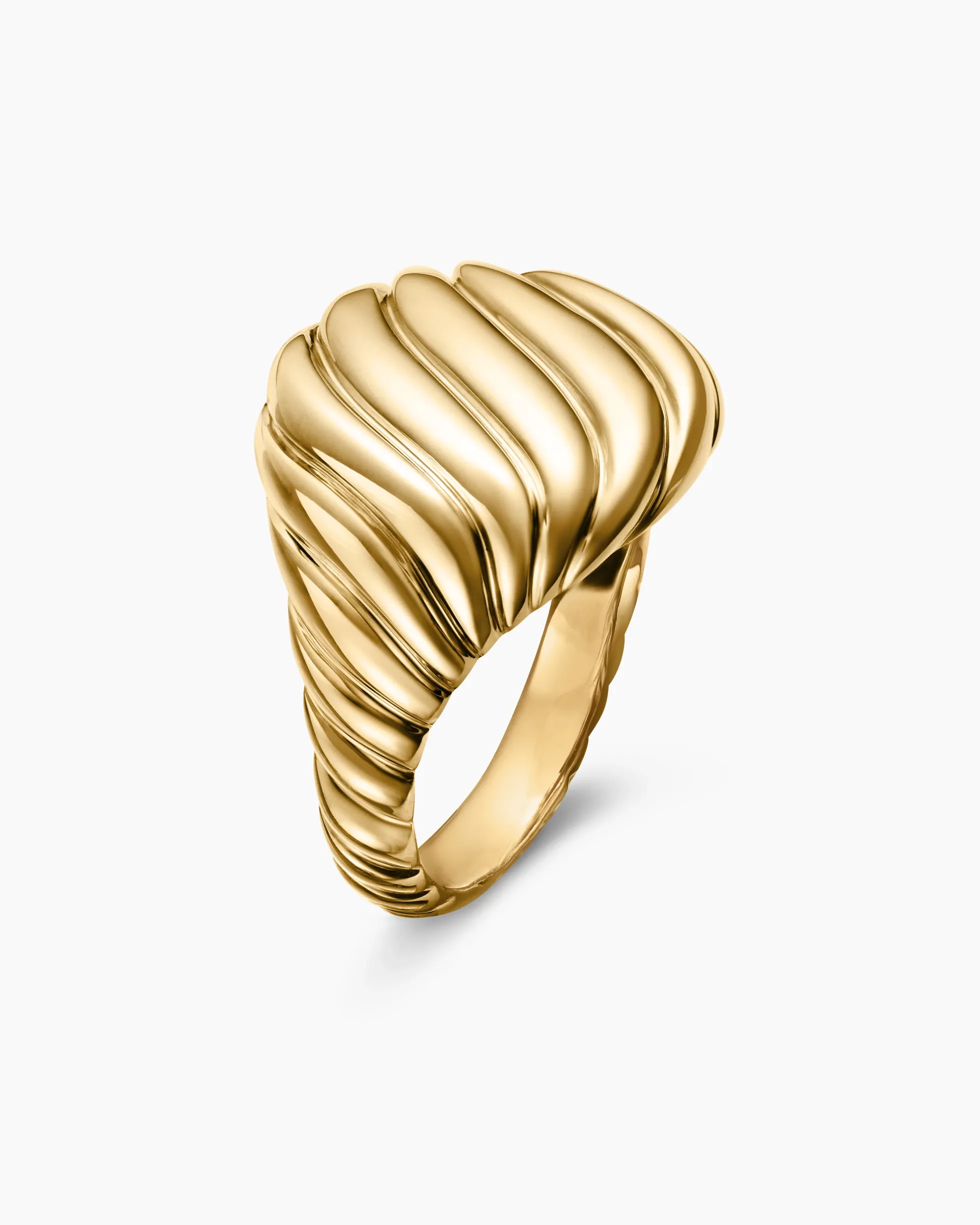Sculpted Cable Pinky Ring 18K Yellow Gold, 13mm