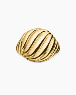 Sculpted Cable Pinky Ring 18K Yellow Gold, 13mm