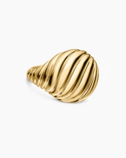 Sculpted Cable Pinky Ring 18K Yellow Gold, 13mm