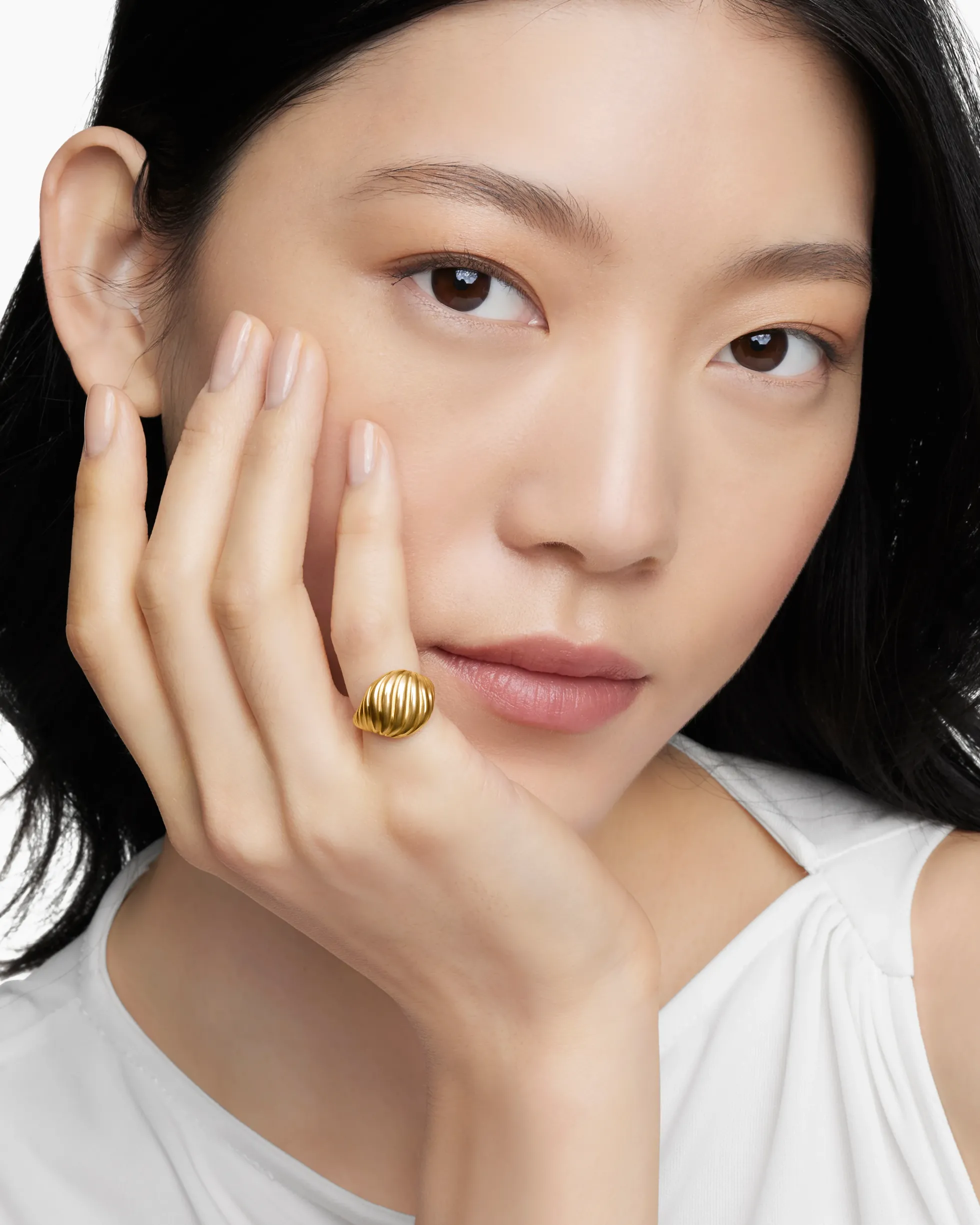 Sculpted Cable Pinky Ring 18K Yellow Gold, 13mm
