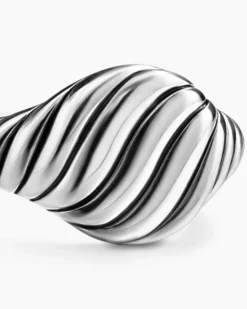 Sculpted Cable Pinky Ring Sterling Silver, 10mm