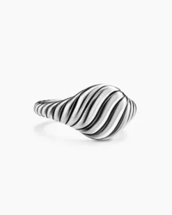 Sculpted Cable Pinky Ring Sterling Silver, 10mm