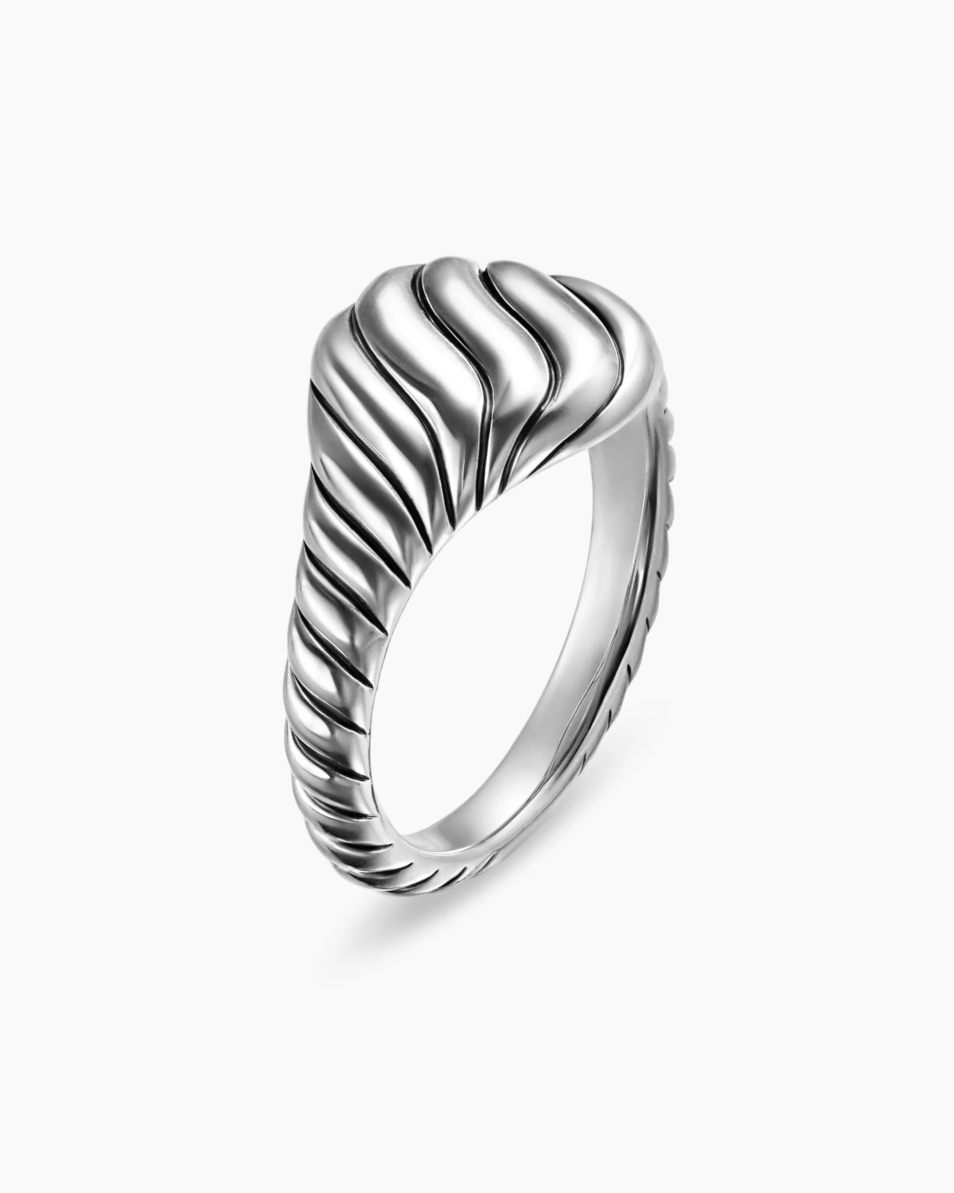 Sculpted Cable Pinky Ring Sterling Silver, 10mm