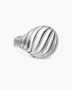 Sculpted Cable Pinky Ring Sterling Silver, 13mm
