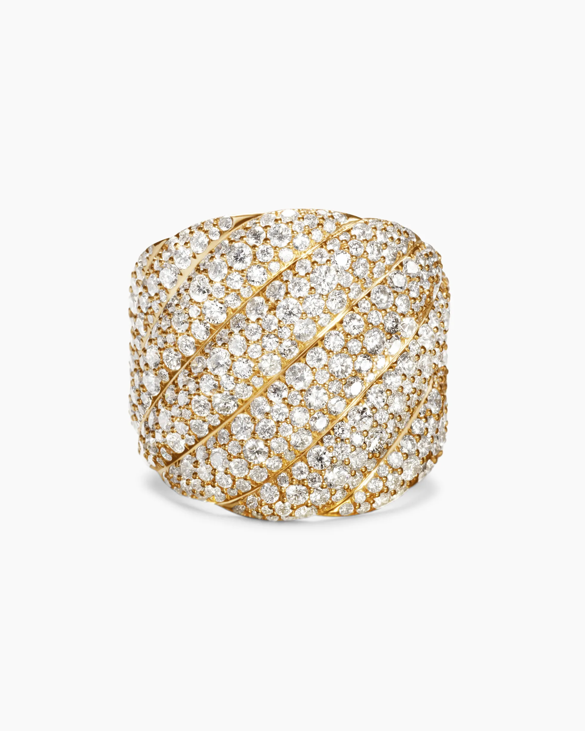 Sculpted Cable Ring 18K Yellow Gold with Diamonds, 20mm
