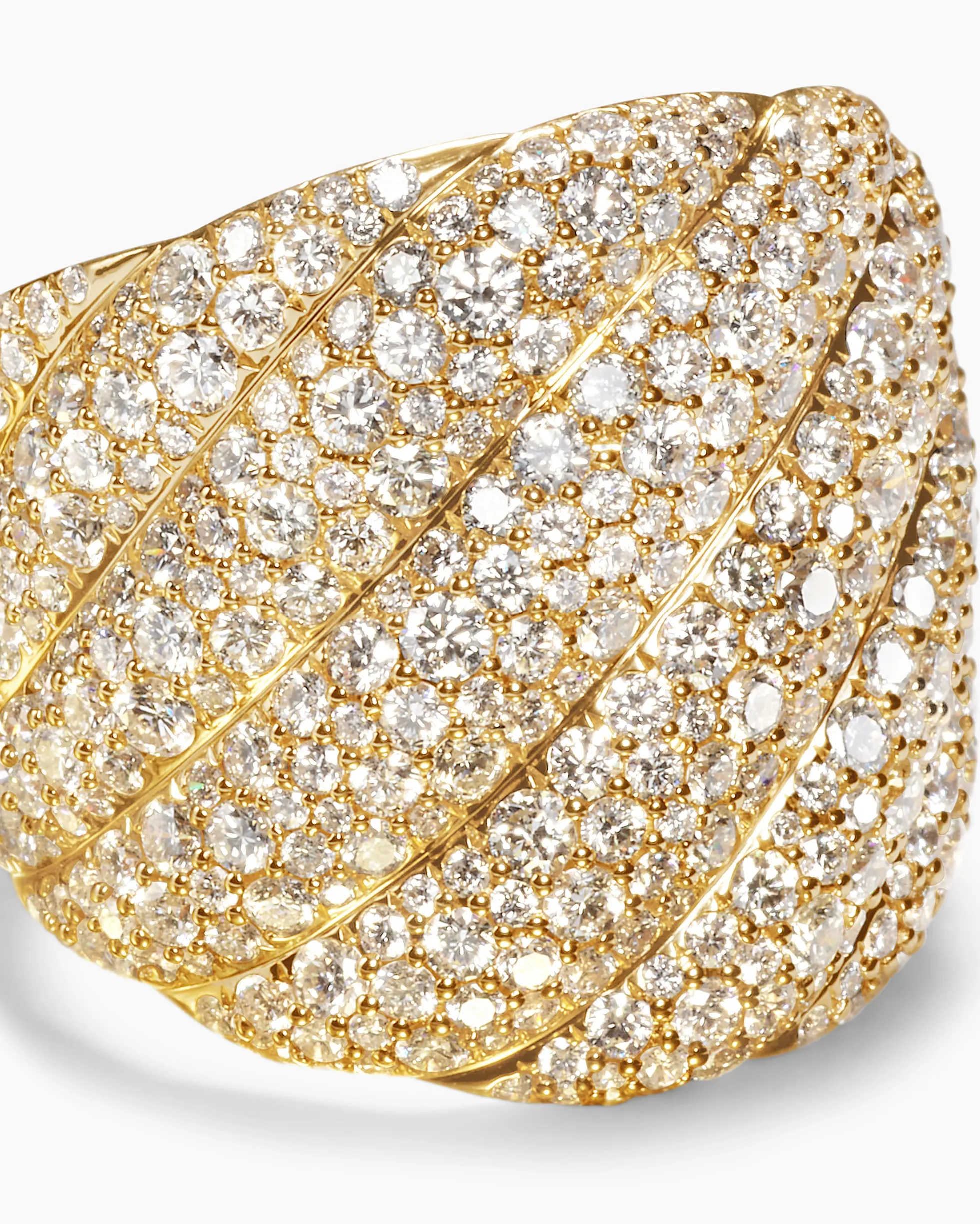 Sculpted Cable Ring 18K Yellow Gold with Diamonds, 20mm