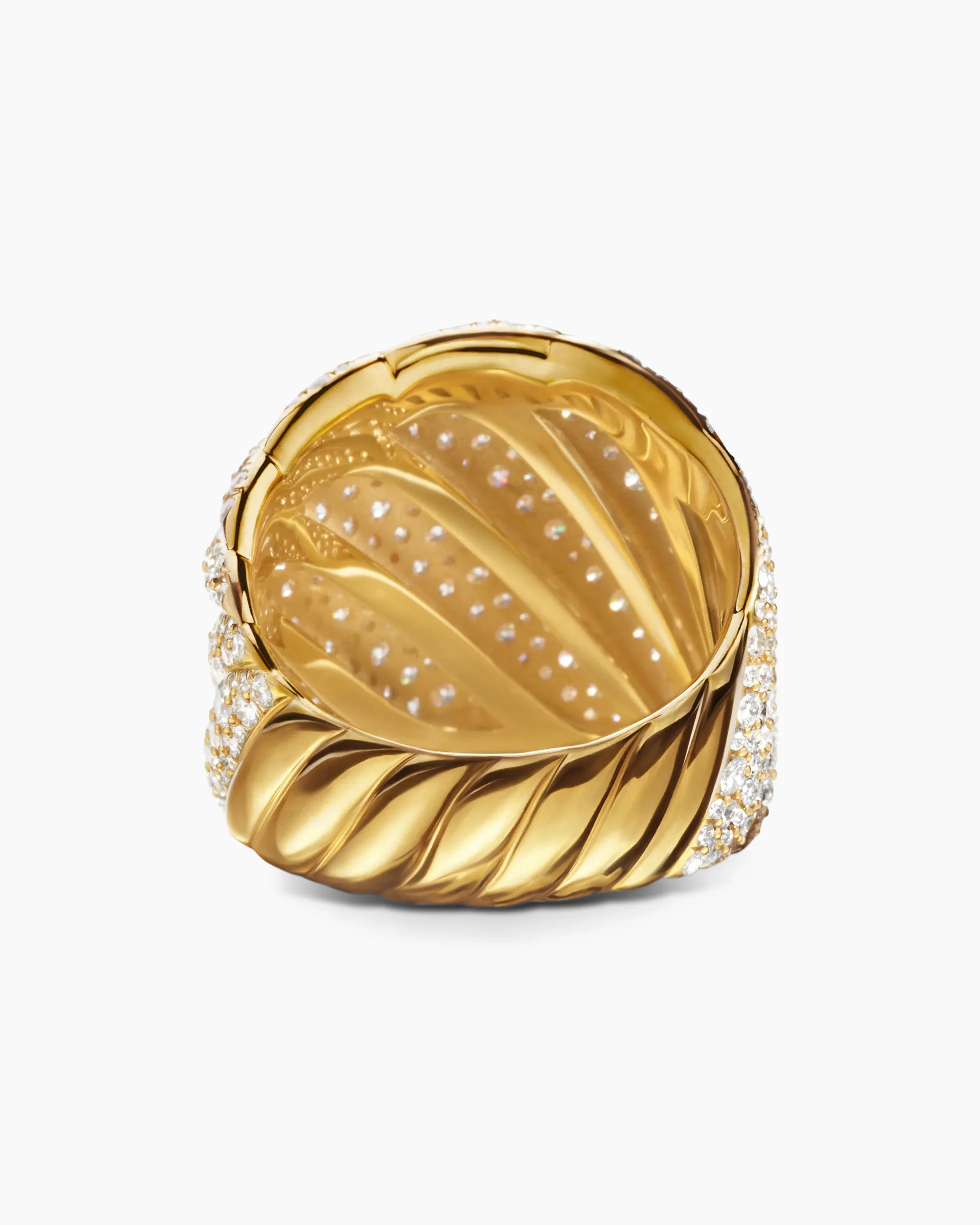 Sculpted Cable Ring 18K Yellow Gold with Diamonds, 20mm
