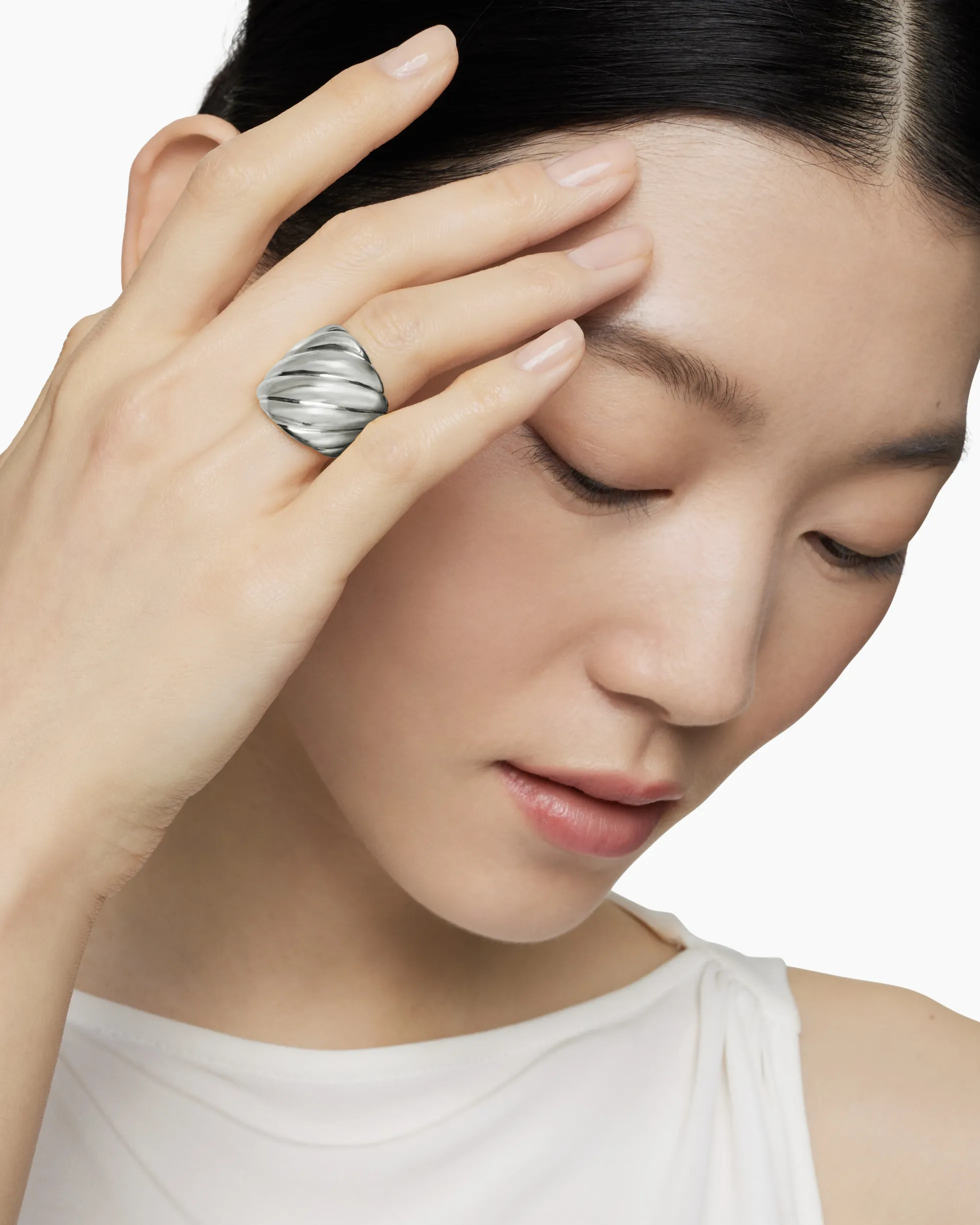 Sculpted Cable Ring Sterling Silver, 21mm
