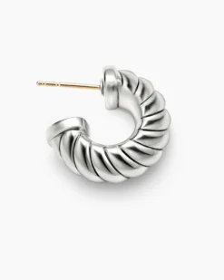 Sculpted Cable Shrimp Earrings Sterling Silver, 20.5mm