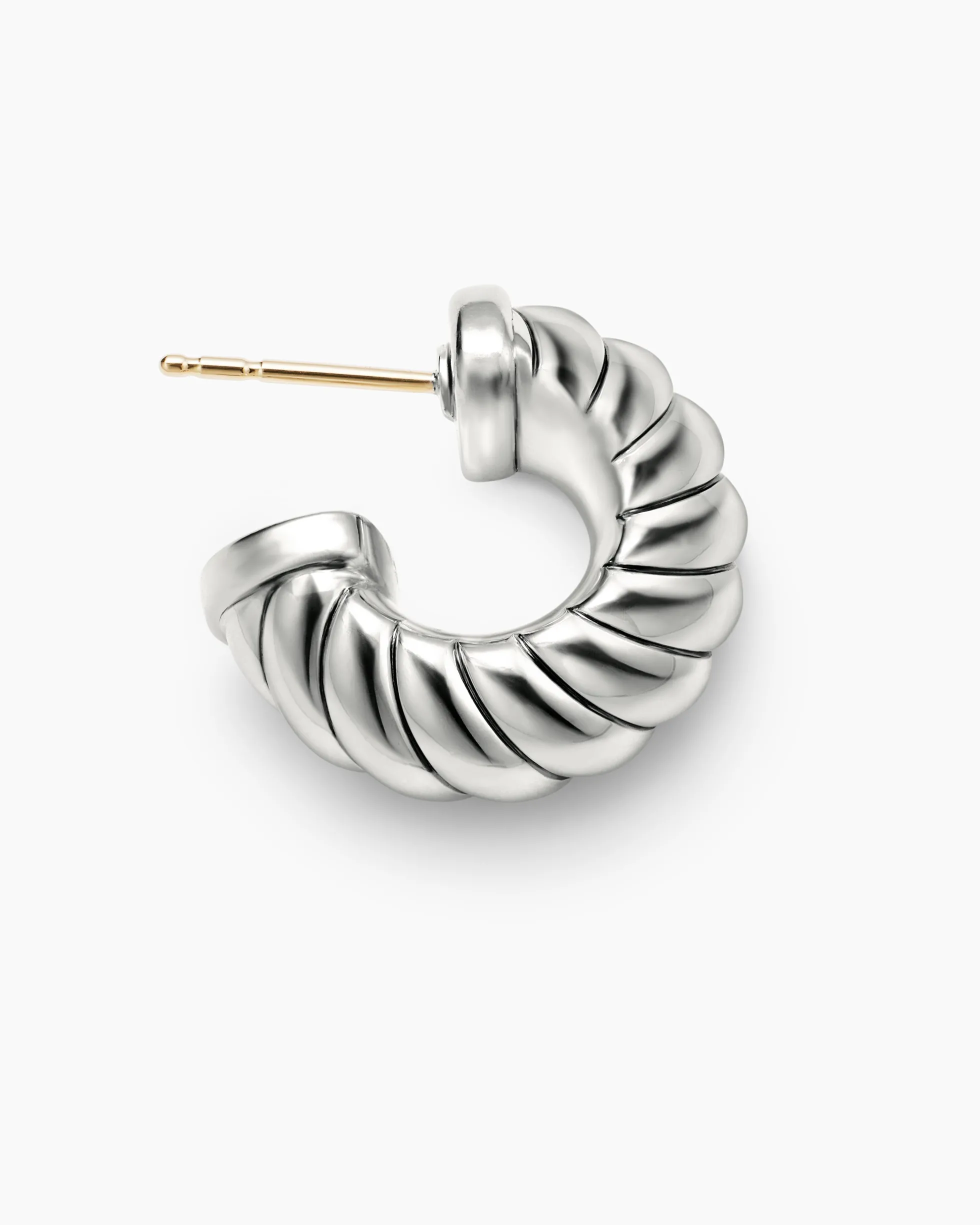 Sculpted Cable Shrimp Earrings Sterling Silver, 20.5mm