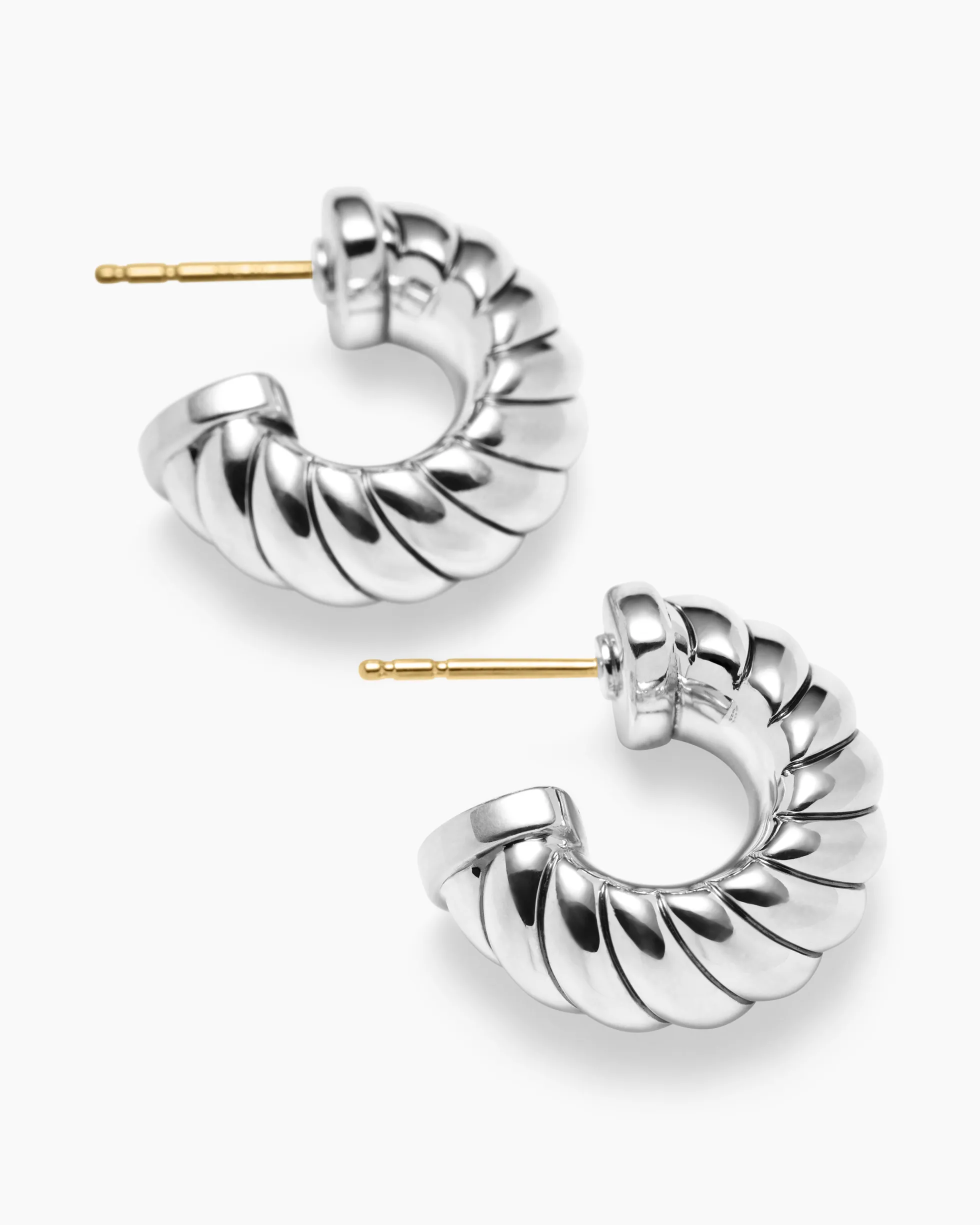 Sculpted Cable Shrimp Earrings Sterling Silver, 20.5mm