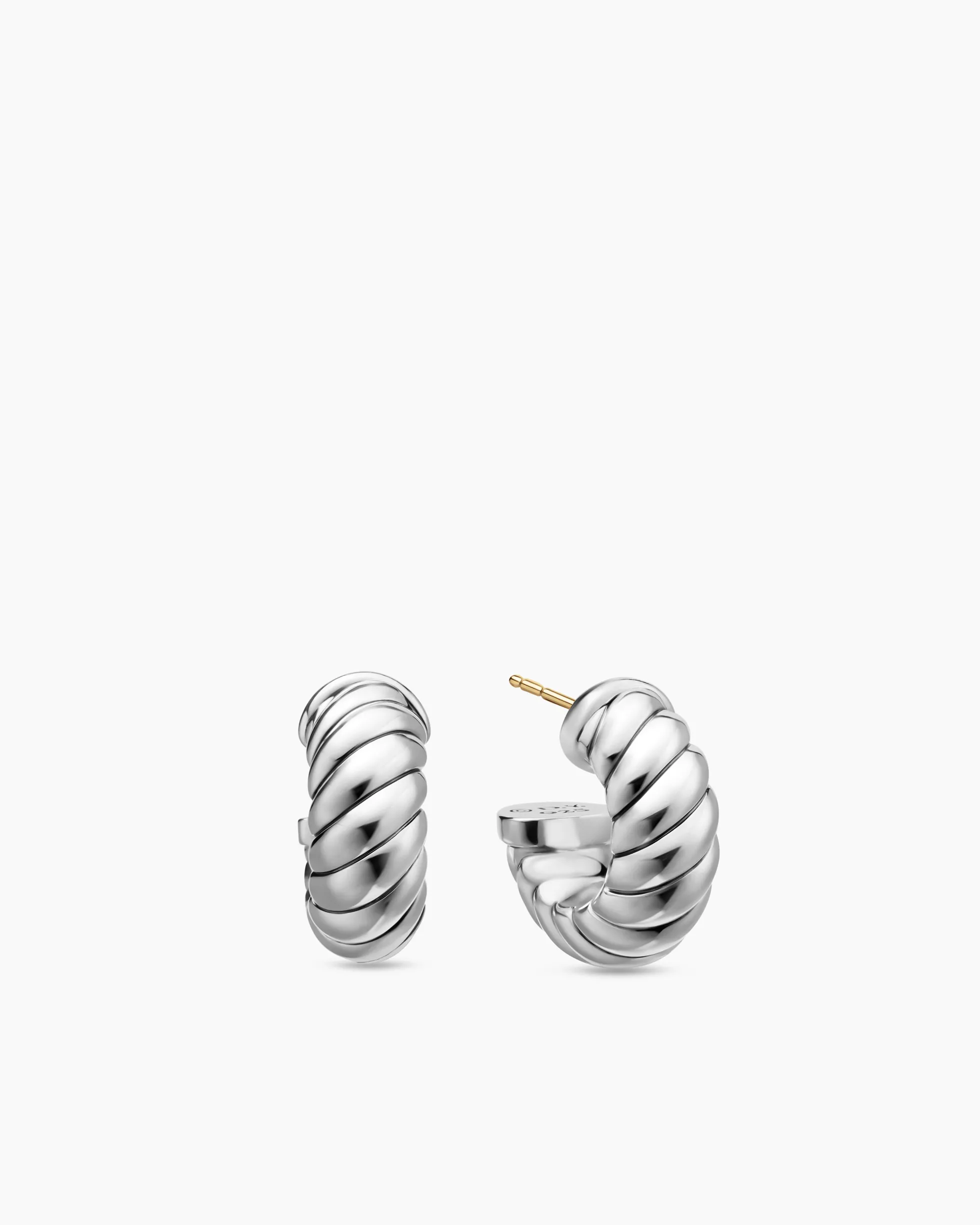 Sculpted Cable Shrimp Earrings Sterling Silver, 20.5mm