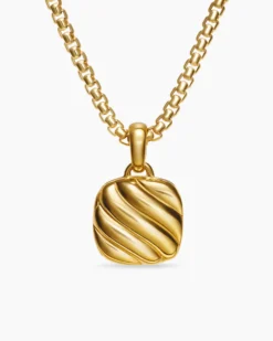 Sculpted Cable Square Locket 18K Yellow Gold, 14.5mm