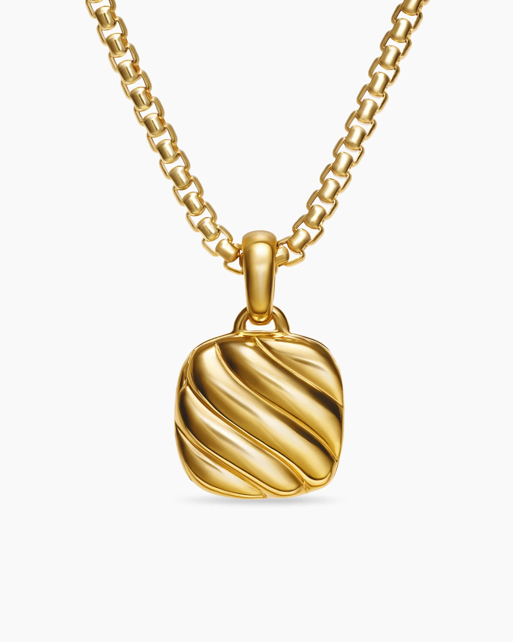 Sculpted Cable Square Locket 18K Yellow Gold, 14.5mm