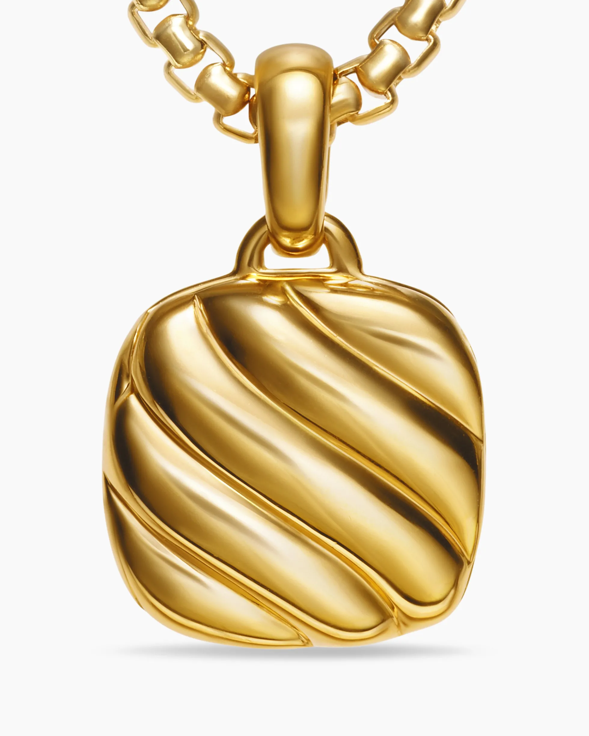 Sculpted Cable Square Locket 18K Yellow Gold, 14.5mm