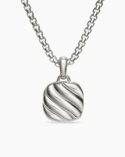 Sculpted Cable Square Locket Sterling Silver, 14.5mm