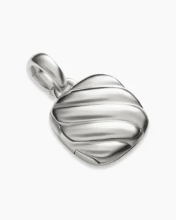 Sculpted Cable Square Locket Sterling Silver, 14.5mm