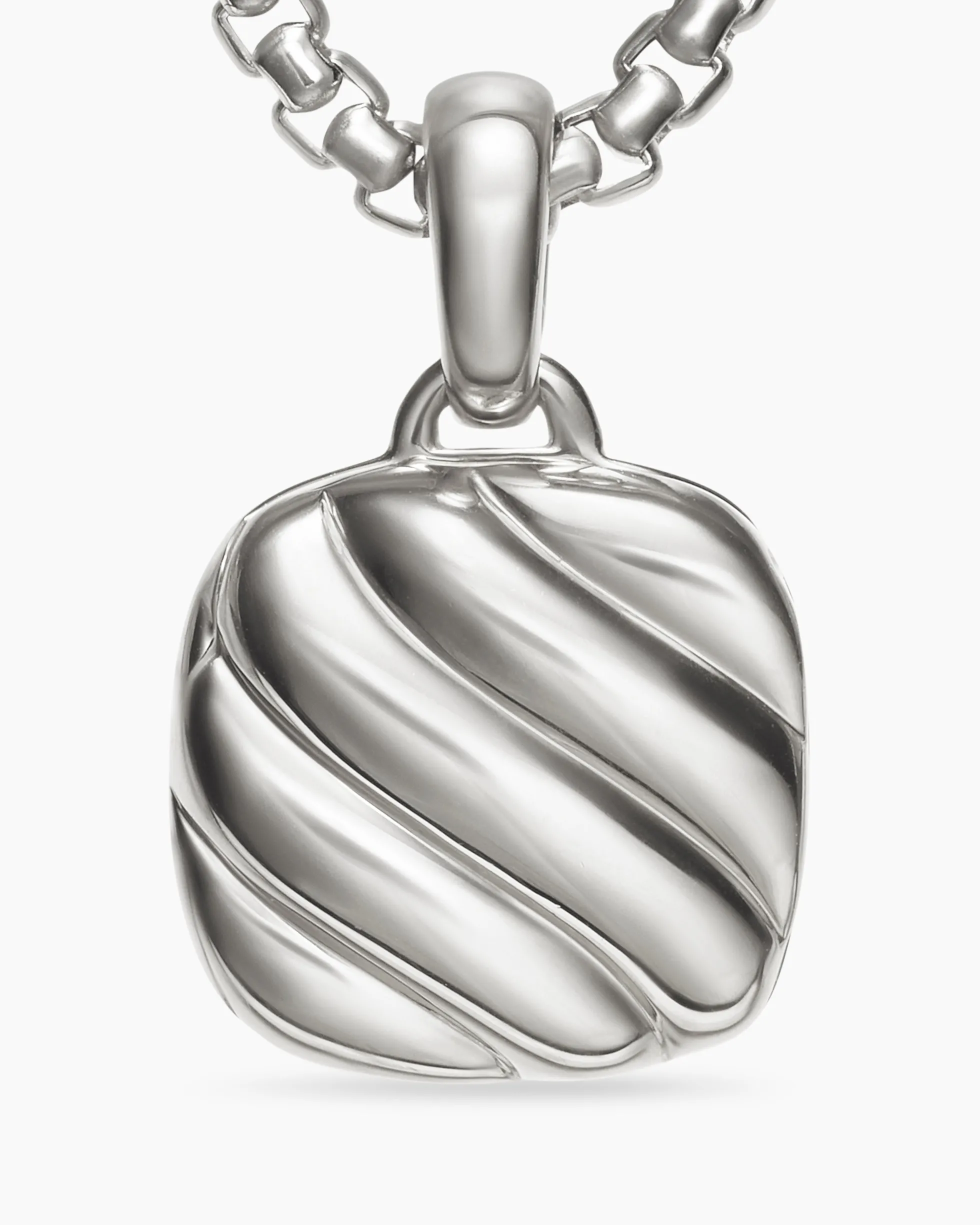 Sculpted Cable Square Locket Sterling Silver, 14.5mm